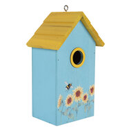 Clayre & Eef | Vogelhuis Blauw Geel 15x10x22 cm | 6H2448
