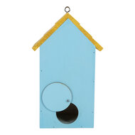 Clayre & Eef | Vogelhuis Blauw Geel 15x10x22 cm | 6H2448
