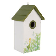 Clayre & Eef | Vogelhuis Wit Groen 15x10x22 cm | 6H2449