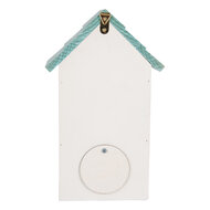 Clayre & Eef | Vogelhuis Wit Turkoois 15x10x22 cm | 6H2451