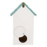 Clayre & Eef | Vogelhuis Wit Turkoois 15x10x22 cm | 6H2451