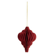 Clayre & Eef | Kerstdecoratie Papieren Kerstbal Rood ø 7x10 cm | 6PA0518