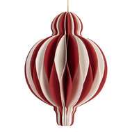 Clayre & Eef | Kerstdecoratie Papieren Kerstbal Rood Wit ø 7x10 cm | 6PA0521