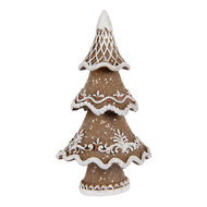 Clayre & Eef | Kerstdecoratie Kerstboom Bruin Wit 7x5x11 cm | 6PR5393