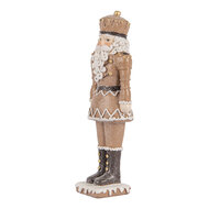 Clayre &amp; Eef   | Kerstdecoratie Notenkraker Bruin Wit 6x5x18 cm | 6PR5532