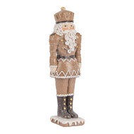 Clayre &amp; Eef   | Kerstdecoratie Notenkraker Bruin Wit 6x5x18 cm | 6PR5532