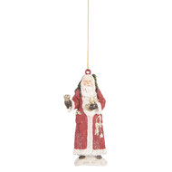 Clayre & Eef | Decoratie hanger kerstman Rood Wit 5x3x11 cm | 6PR5533