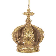 Clayre & Eef | Decoratie Hanger Kroon Goudkleurig ø 7x9 cm | 6PR5701