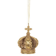 Clayre & Eef | Decoratie Hanger Kroon Goudkleurig ø 7x9 cm | 6PR5701