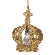 Clayre & Eef | Decoratie Hanger Kroon Goudkleurig ø 7x9 cm | 6PR5701