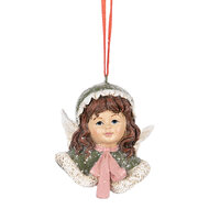 Clayre & Eef | Decoratie hanger Engel Groen Beige 7x7x7 cm | 6PR5705