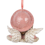 Clayre & Eef | Decoratie hanger Engel Roze Beige 8x7x7 cm | 6PR5706