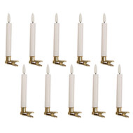 Clayre & Eef | Kaars met LED set van 10 Wit ø 2x14 cm / 10xAAA | 6CA0008
