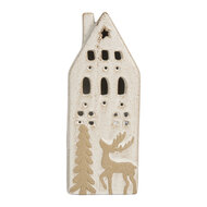 Clayre & Eef | Decoratie Huisje met LED Beige 7x6x19 cm | 6CE2175M