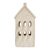 Clayre & Eef | Decoratie Huisje met LED Beige 10x9x18 cm | 6CE2176L