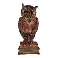 Clayre & Eef | Spaarpot Uil Bruin Rood 16x15x35 cm | 6PR5579