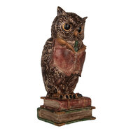 Clayre & Eef | Spaarpot Uil Bruin Rood 16x15x35 cm | 6PR5579