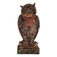 Clayre & Eef | Spaarpot Uil Bruin Rood 16x15x35 cm | 6PR5579