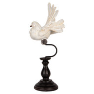 Clayre & Eef | Decoratie Vogel Wit Bruin 15x11x36 cm | 6PR5586