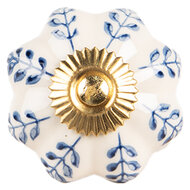 Clayre & Eef | Deurknop Beige Blauw ø 4x3 cm / S3 cm | 66269