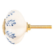 Clayre & Eef | Deurknop Beige Blauw ø 4x3 cm / S3 cm | 66269