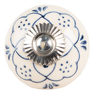 Clayre & Eef | Deurknop Beige Blauw ø 4x3 cm / S3 cm | 66270