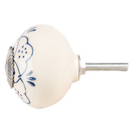 Clayre & Eef | Deurknop Beige Blauw ø 4x3 cm / S3 cm | 66270