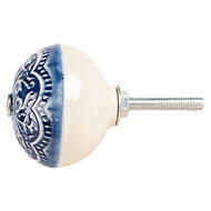 Clayre & Eef | Deurknop Blauw Beige ø 4x3 cm / S3 cm | 66272
