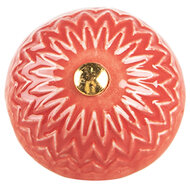 Clayre & Eef | Deurknop Rood Beige ø 4x3 cm / S3 cm | 66273