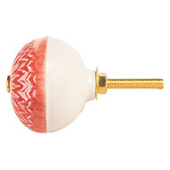 Clayre & Eef | Deurknop Rood Beige ø 4x3 cm / S3 cm | 66273