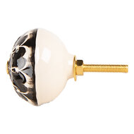 Clayre & Eef | Deurknop Zwart Beige ø 4x3 cm / S3 cm | 66274