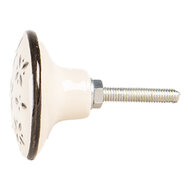 Clayre & Eef | Deurknop Beige Zwart ø 4x3 cm / S3 cm | 66278