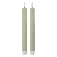 Clayre & Eef | Kaars met LED set van 2 Groen ø 2x25 cm / 2xAAA | 6CA0002GR
