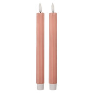 Clayre & Eef | Kaars met LED set van 2 Roze ø 2x25 cm / 2xAAA | 6CA0002P