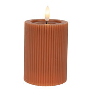 Clayre & Eef | Kaars met LED Bruin ø 8x13 cm / 2xAA | 6CA0003CH