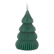 Clayre & Eef | Kaars Kerstboom met LED Groen ø 8x17 cm / 2xAA | 6CA0004