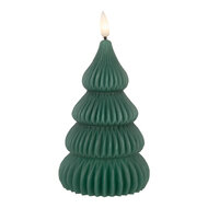 Clayre & Eef | Kaars Kerstboom met LED Groen ø 8x17 cm / 2xAA | 6CA0004