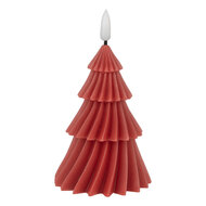 Clayre & Eef | Kaars Kerstboom met LED Rood ø 8x13 cm | 6CA0005