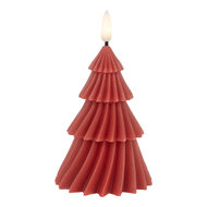 Clayre & Eef | Kaars Kerstboom met LED Rood ø 8x13 cm | 6CA0005