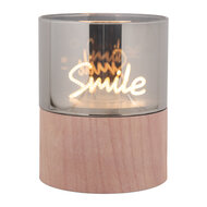 Clayre & Eef | Waxinelichthouder met LED Bruin ø 8x10 cm / 3xAAA | 6CA0006