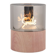 Clayre & Eef | Waxinelichthouder met LED Bruin ø 8x10 cm / 3xAAA | 6CA0006