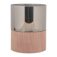Clayre & Eef | Waxinelichthouder met LED Bruin ø 8x10 cm / 3xAAA | 6CA0006