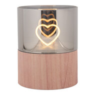 Clayre & Eef | Waxinelichthouder met LED Bruin ø 8x10 cm / 3xAAA | 6CA0007