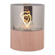 Clayre & Eef | Waxinelichthouder met LED Bruin ø 8x10 cm / 3xAAA | 6CA0007