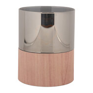 Clayre & Eef | Waxinelichthouder met LED Bruin ø 8x10 cm / 3xAAA | 6CA0007