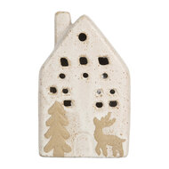 Clayre & Eef | Decoratie Huisje met LED Beige 6x5x10 cm | 6CE2175S