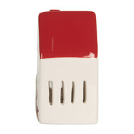 Clayre & Eef | Decoratie Huisje met LED Wit Rood 6x5x10 cm | 6CE2177M