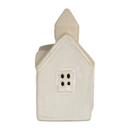 Clayre & Eef | Decoratie Huisje met LED Wit Beige 9x6x12 cm | 6CE2180