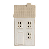 Clayre & Eef | Decoratie Huisje met LED Wit Beige 6x5x11 cm | 6CE2181