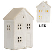 Clayre & Eef | Decoratie Huisje met LED Wit Beige 8x5x12 cm | 6CE2182